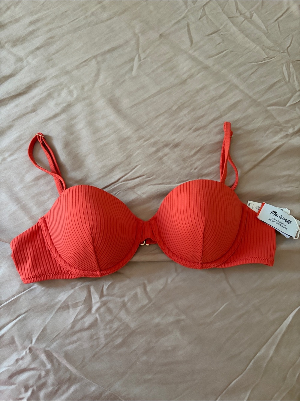 Madewell Ribbed Balconette Bikini Top Coastal Orange